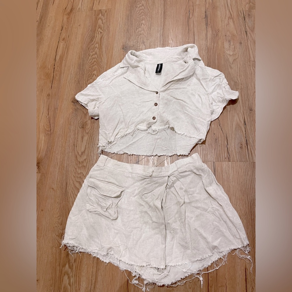 Mink pink matching linen set